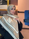 روسری حریر نخ دست دوز طرح زنجیری