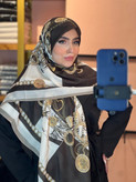 روسری حریر نخ دست دوز طرح زنجیر قلبی