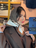 مینی اسکارف ابریشم کالکشن کرم قهوه ای