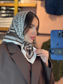 مینی اسکارف ابریشم کالکشن کرم قهوه ای