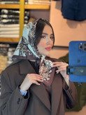مینی اسکارف ابریشم کالکشن کرم قهوه ای