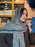 شال نخی پلیسه لمه دار کالکشن پلنگی