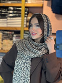 شال نخی پلیسه لمه دار کالکشن پلنگی