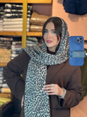شال نخی پلیسه لمه دار کالکشن پلنگی