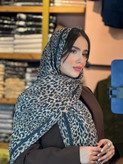 شال نخی پلیسه لمه دار کالکشن پلنگی