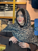 شال نخی پلیسه لمه دار کالکشن پلنگی
