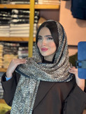 شال نخی پلیسه لمه دار کالکشن پلنگی