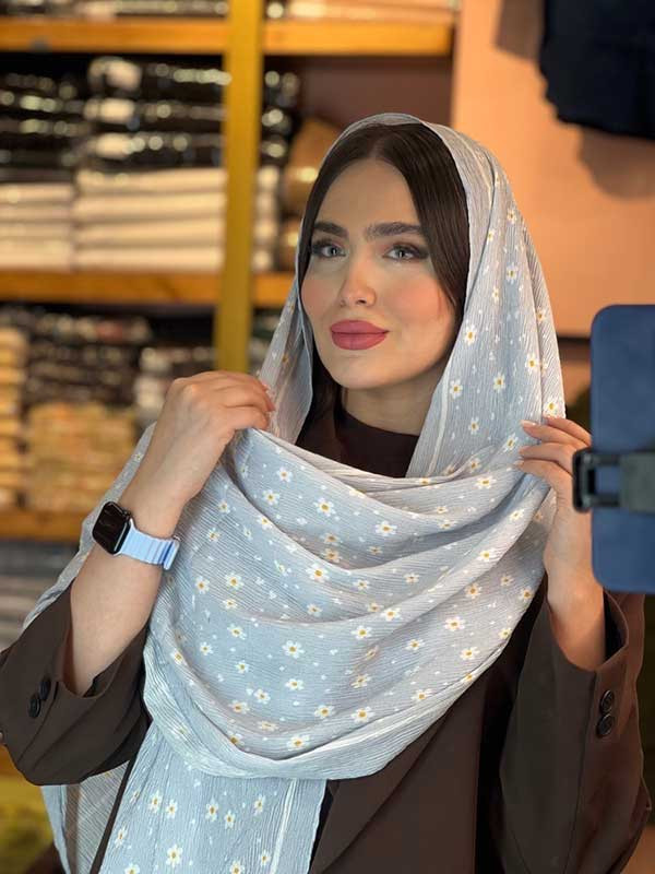 شال نخی کالکشن آبی آسمانی