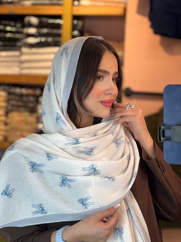 شال نخی کالکشن آبی آسمانی