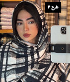 شال نخی پلیسه کالکشن کرم مشکی