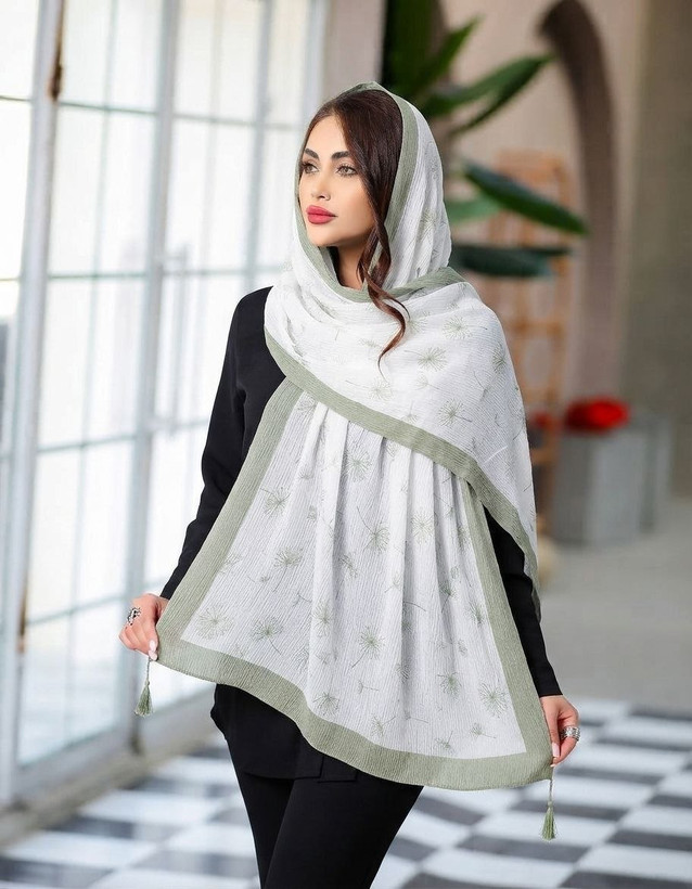 شال نخی پلیسه کالکشن سبز سیج