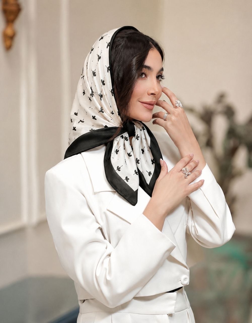 مینی اسکارف حریر نخ کالکشن شکوفه 8 رنگی